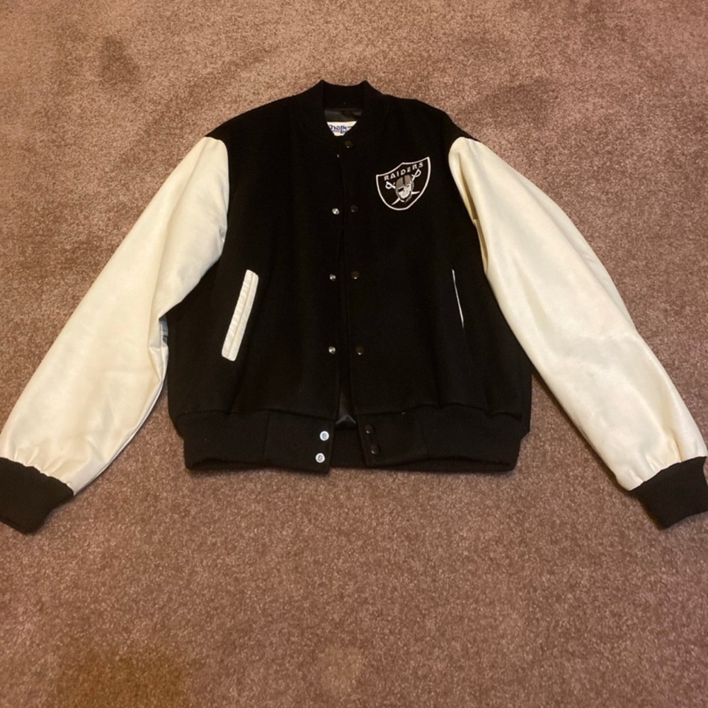 Vintage Chalk Line Los Angeles Raiders NFL Varsity Letterman Jacket Size LG